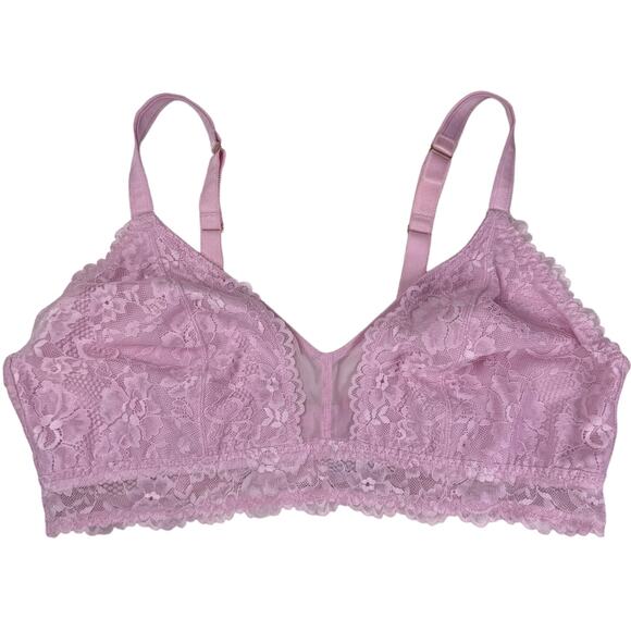 Savage X Fenty Floral Lace and Mesh Bralette Unicorn Lavender Pink Size 3X - Picture 3 of 6